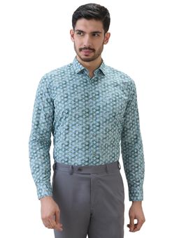 Raymond - Men Green Pure Cotton Collar Neck Regular Fit Shirt