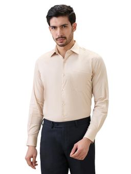 Raymond - Men Orange Cotton Blend Collar Neck Regular Fit Shirt