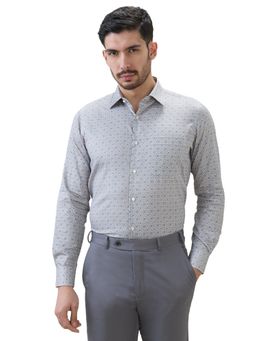 Raymond - Men Grey Pure Cotton Collar Neck Regular Fit Shirt