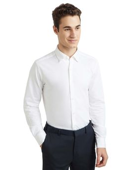 Raymond - Men White Pure Cotton Collar Neck Slim Fit Shirt
