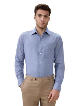 Raymond - Men Blue Pure Cotton Collar Neck Slim Fit Shirt