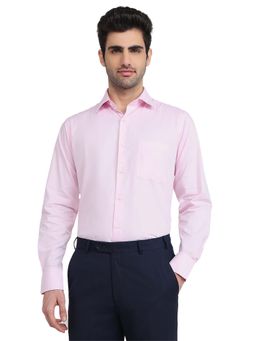 Raymond - Men Pink Pure Cotton Collar Neck Slim Fit Shirt