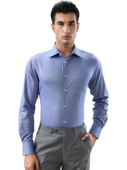 Raymond - Men Blue Pure Cotton Collar Neck Slim Fit Shirt