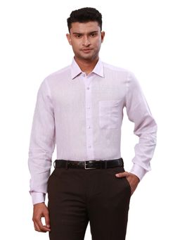 Raymond - Men Purple Cotton Linen Collar Neck Regular Fit Shirt