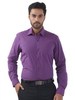 Raymond - Men Purple Pure Cotton Collar Neck Regular Fit Shirt