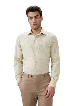 Raymond - Men Beige Pure Cotton Collar Neck Regular Fit Shirt