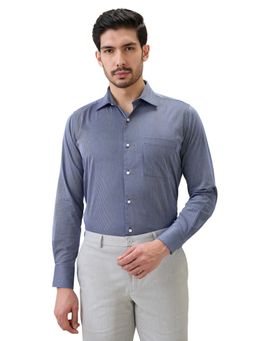 Raymond - Men Blue Pure Cotton Collar Neck Regular Fit Shirt