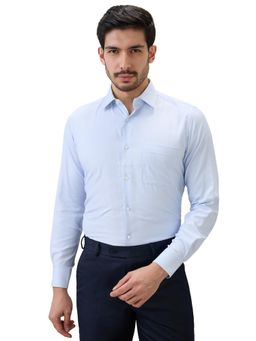 Raymond - Men Blue Polyester Blend Collar Neck Regular Fit Shirt