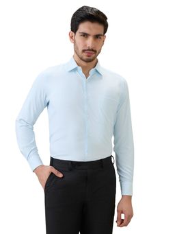 Raymond - Men Blue Polyester Blend Collar Neck Regular Fit Shirt