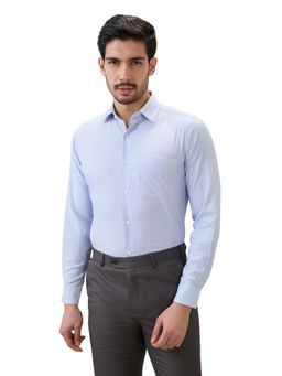 Raymond - Men Blue Polyester Blend Collar Neck Regular Fit Shirt