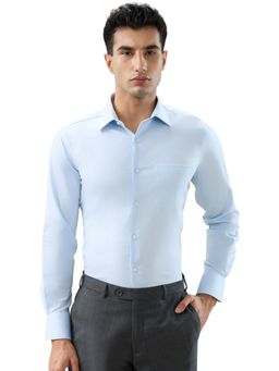 Raymond - Men Blue Pure Cotton Collar Neck Regular Fit Shirt