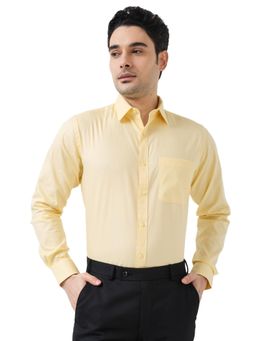 Raymond - Men Yellow Pure Cotton Collar Neck Slim Fit Shirt