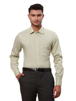 Raymond - Men Green Cotton Blend Collar Neck Slim Fit Shirt