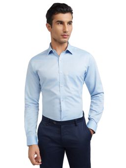 Raymond - Men Blue Pure Cotton Collar Neck Slim Fit Shirt