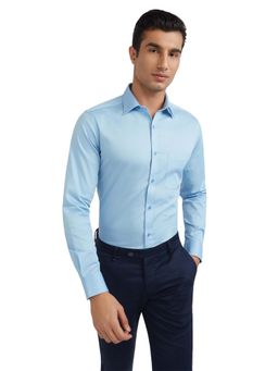 Raymond - Men Blue Pure Cotton Collar Neck Slim Fit Shirt