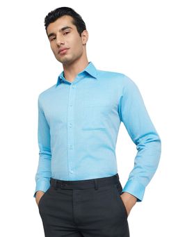 Raymond - Men Blue Pure Cotton Collar Neck Slim Fit Shirt