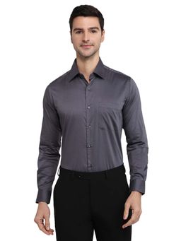 Raymond - Men Grey Pure Cotton Collar Neck Regular Fit Shirt