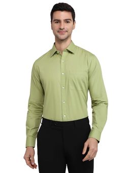 Raymond - Men Green Pure Cotton Collar Neck Slim Fit Shirt