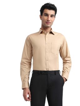 Raymond - Men Beige Pure Cotton Collar Neck Slim Fit Shirt
