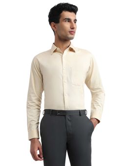 Raymond - Men Yellow Pure Cotton Collar Neck Slim Fit Shirt