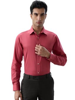 Raymond - Men Red Pure Cotton Collar Neck Slim Fit Shirt