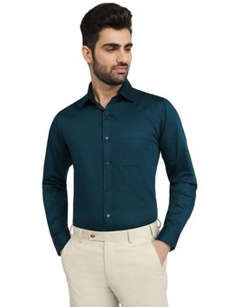 Raymond - Men Blue Pure Cotton Collar Neck Slim Fit Shirt