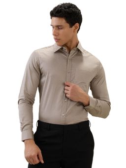Raymond - Men Brown Pure Cotton Collar Neck Slim Fit Shirt