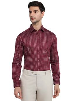 Raymond - Men Red Pure Cotton Collar Neck Slim Fit Shirt