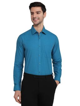 Raymond - Men Blue Pure Cotton Collar Neck Slim Fit Shirt