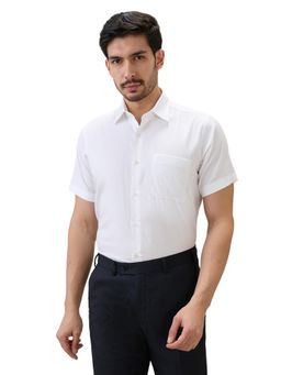 Raymond - Men White Pure Cotton Collar Neck Regular Fit Shirt