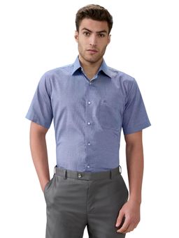 Raymond - Men Blue Pure Cotton Collar Neck Regular Fit Shirt