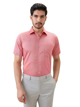 Raymond - Men Red Pure Cotton Collar Neck Regular Fit Shirt