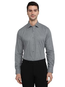 Raymond - Men Grey Cotton Blend Collar Neck Regular Fit Shirt