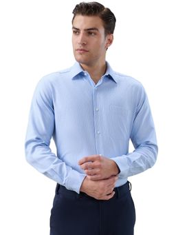 Raymond - Men Blue Pure Cotton Collar Neck Regular Fit Shirt