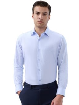 Raymond - Men Blue Pure Cotton Collar Neck Regular Fit Shirt