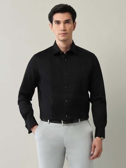 AD By Arvind - Men Black Cotton Collar Neck Regular Fit Shirt