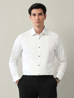 AD By Arvind - Men White Cotton Collar Neck Regular Fit Shirt