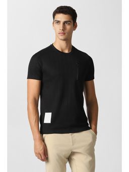 Van Heusen - Men Black Polyester Crew Neck Slim Fit T-shirt