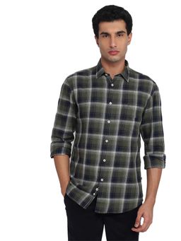 Parx - Men Green Pure Cotton Collar Neck Slim Fit Shirt