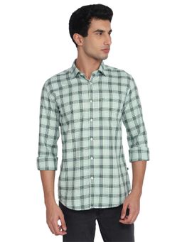 Parx - Men Green Pure Cotton Collar Neck Slim Fit Shirt