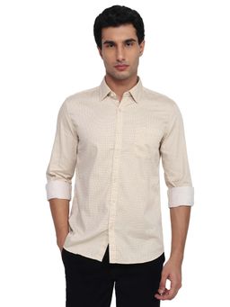 Parx - Men Brown Cotton Blend Collar Neck Slim Fit Shirt