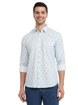 Parx - Men Green Pure Cotton Collar Neck Slim Fit Shirt