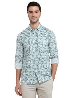 Parx - Men Green Pure Cotton Collar Neck Slim Fit Shirt