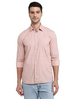 Parx - Men Orange Pure Cotton Collar Neck Slim Fit Shirt