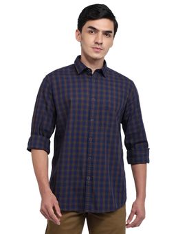 Parx - Men Blue Pure Cotton Collar Neck Slim Fit Shirt