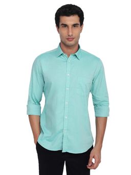 Parx - Men Green Pure Cotton Collar Neck Slim Fit Shirt