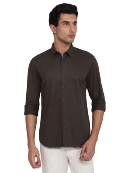 Parx - Men Green Pure Cotton Collar Neck Slim Fit Shirt