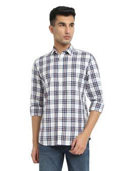 Parx - Men Blue Pure Cotton Collar Neck Slim Fit Shirt