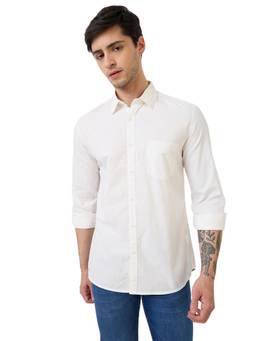 Parx - Men White Pure Cotton Collar Neck Slim Fit Shirt