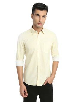 Parx - Men Yellow Pure Cotton Collar Neck Slim Fit Shirt